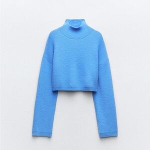Zara soft cropped blue sweater